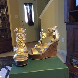 Gold Guess Gladiator Wedge Sandal never worn